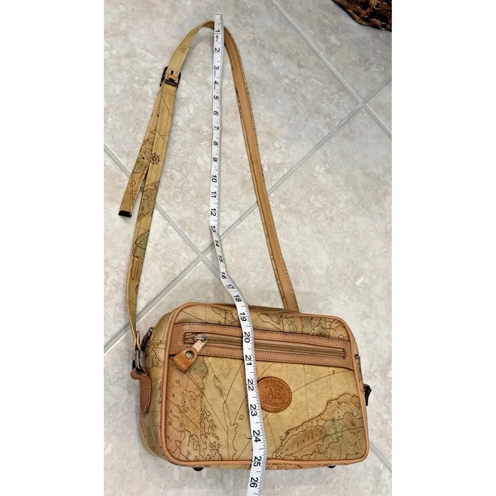 VTG Allen Edward World Map Crossbody Purse Travel Atlas Print Bag Boho 10x7x3 - Picture 12 of 12